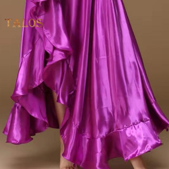 Moderner Tanzrock für Damen, elastische Taille, gerüschter Saum, seitliche Schlitze, Rock in Volltonfarbe, Tanzballett, Cosplay-Rock