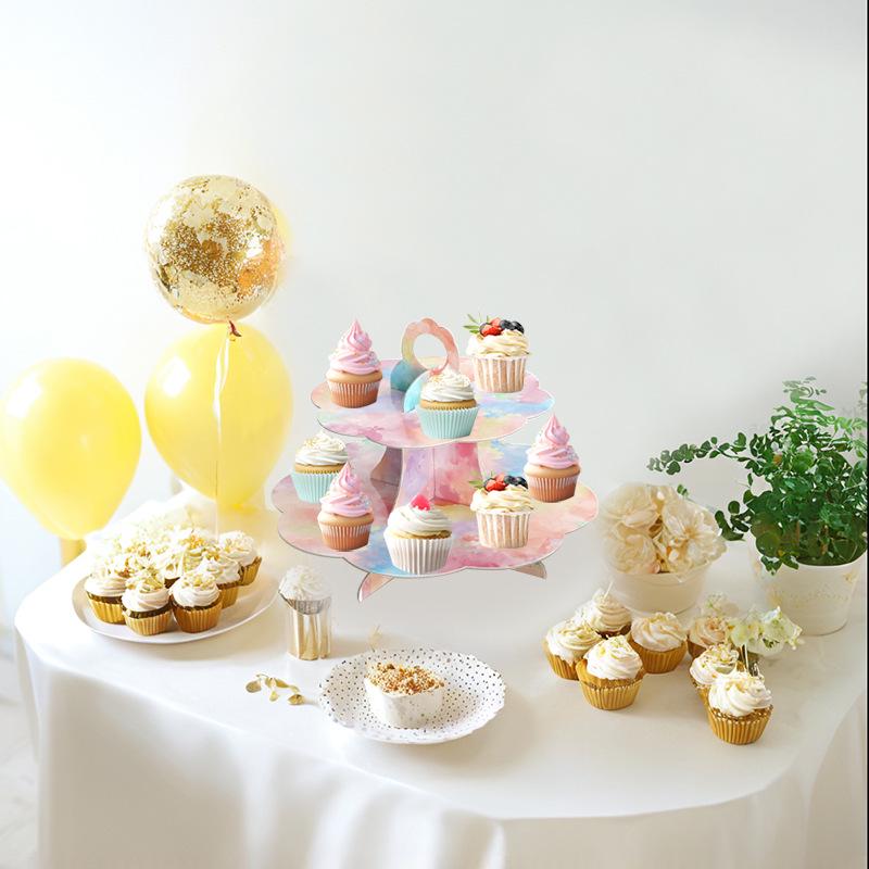Three-Tier Disposable Dessert Stand for Cakes and Pastries - Birthday Party Display