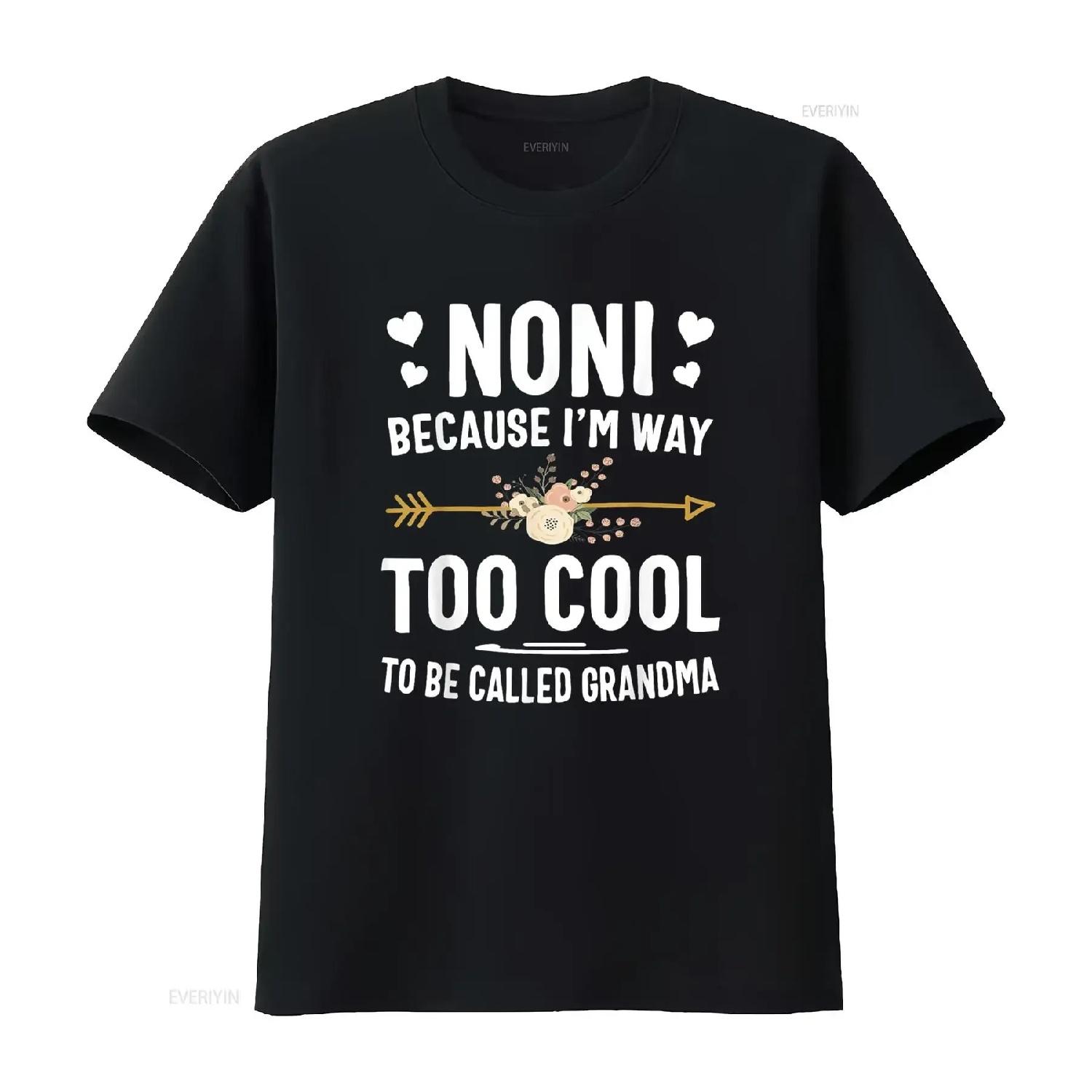 Футболка с надписью Noni Because I m Way Too Cool To Be Called Grandma s винтажная, стиранная, удобная, дышащая, слегка эластичная, универсальная S чёрный