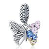 100%Copper Flower Butterfly Charms Beadszircon Pave Glazed Pendant Fit 3Mm Original Bangle Bracelet Diy For Women Jewelry