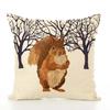 Decorative Cushion Cover Squirrel Bird Bear Fox Animal Printed Cotton Linen Pillowcase Couch Sofa Pillow Cover Living Room Decor