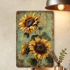 1pc Rustic Sunflower Metal Tin Sign, 20.32x30.48 Cm, Vintage Indoor/Outdoor Wall Art, Iron Sheet Painting for Home, Office, Rest