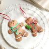 Gingerbread Man Polymer Clay Christmas Ornament - Hand-Painted Retro Tree Decoration