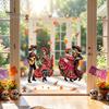 Durable Sunproof Glass Stickers Day of The Dead Window Clings, Halloween Double-Sided Skull Sticker, Versatile Indoor Outdoor Decorations Colorful