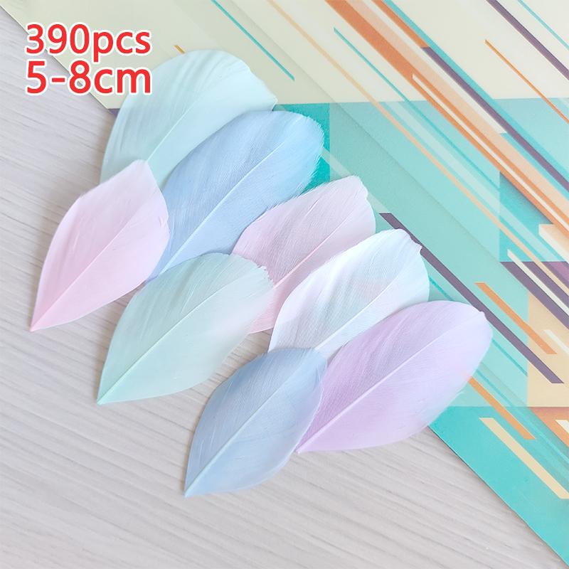 

390pcs Mixed Colored Lot Bulk Goose Feathers Set For Crafts Small Decoration Pictures Flower Wedding Plumas Hats Macaron 5-8cm 390pcs
