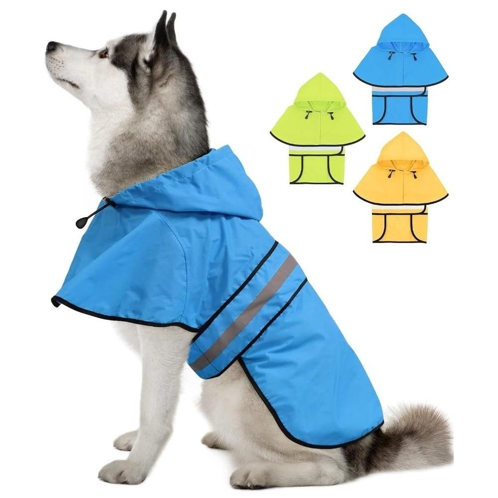 Reflective Strip Dog Rain Cloak High Visibility Pet Fluorescent Clothes Pet Rain Jacket  Bulldog