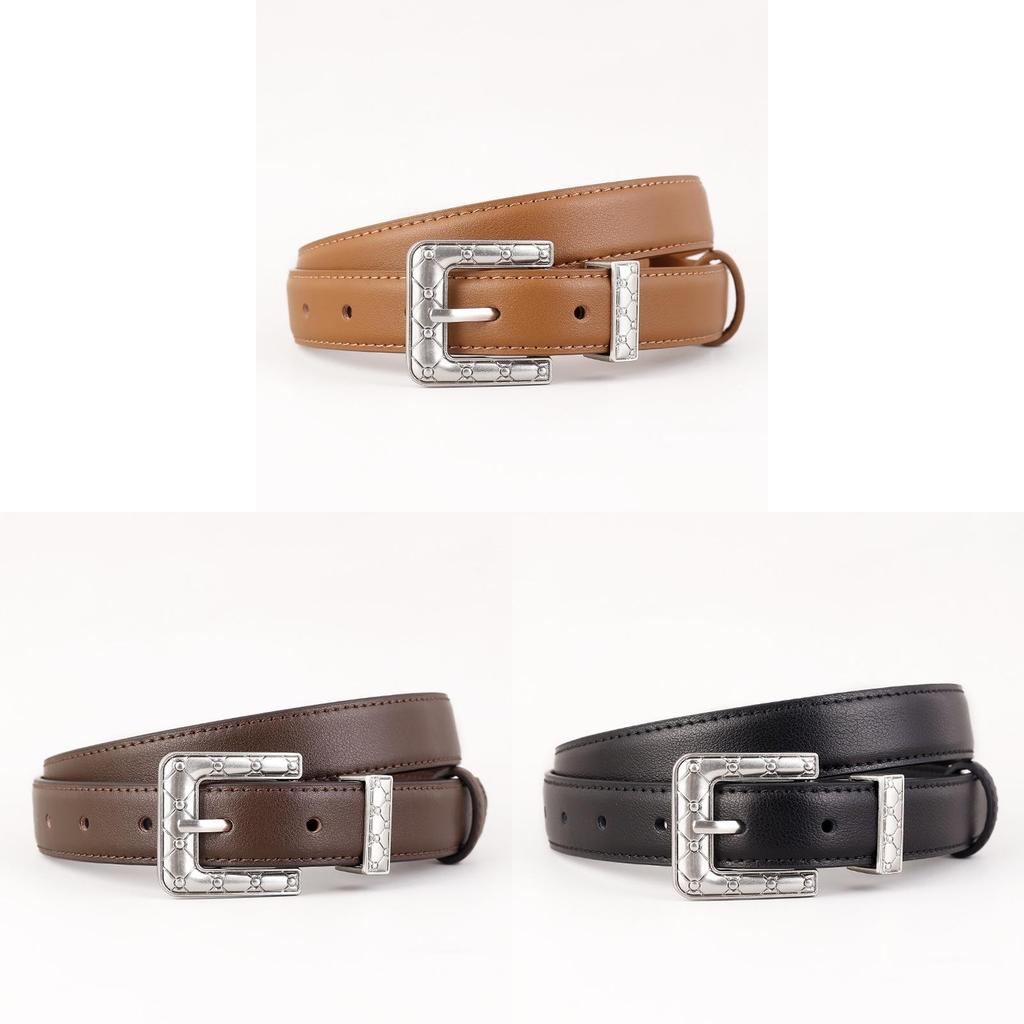 Genuine Leather Belt For Men With Silver Buckle Durable Twoply Cowhide For Casual And Formal Wear
