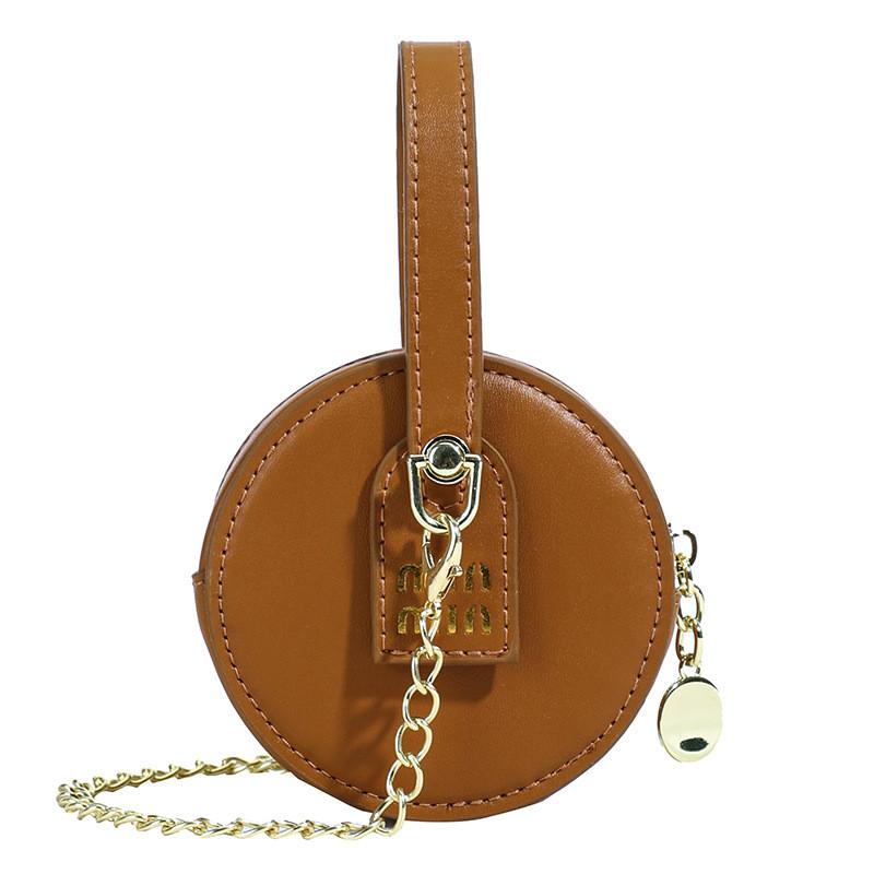 Cute Childrens Small Round Bag Pu Material Chain Crossbody Bag Daily For