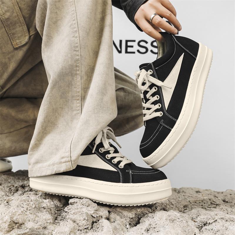 Spring New Shoes for Men Women Canvas Casual Platform Shoes Fashion Thick-soled Flat Skateboard Youth Cool Sneaker 36-46