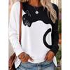 Tops for Women Animal Print Round Neck Long Sleeve T-shirt Fall Casual Slim Pullover Women's Long Sleeve Top