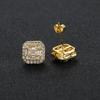 E085 Men and Women Hip Hop Jewelry Brass CZ Stud Earrings for Gift