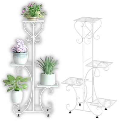 Metal Flower Stand Loft Style Standing Loft White 4-Tier [Kwietnik6]