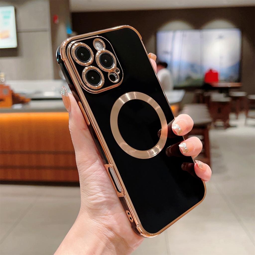 For iPhone 16 Pro Max Case Compatible with MagSafe Electroplating TPU Phone Cover