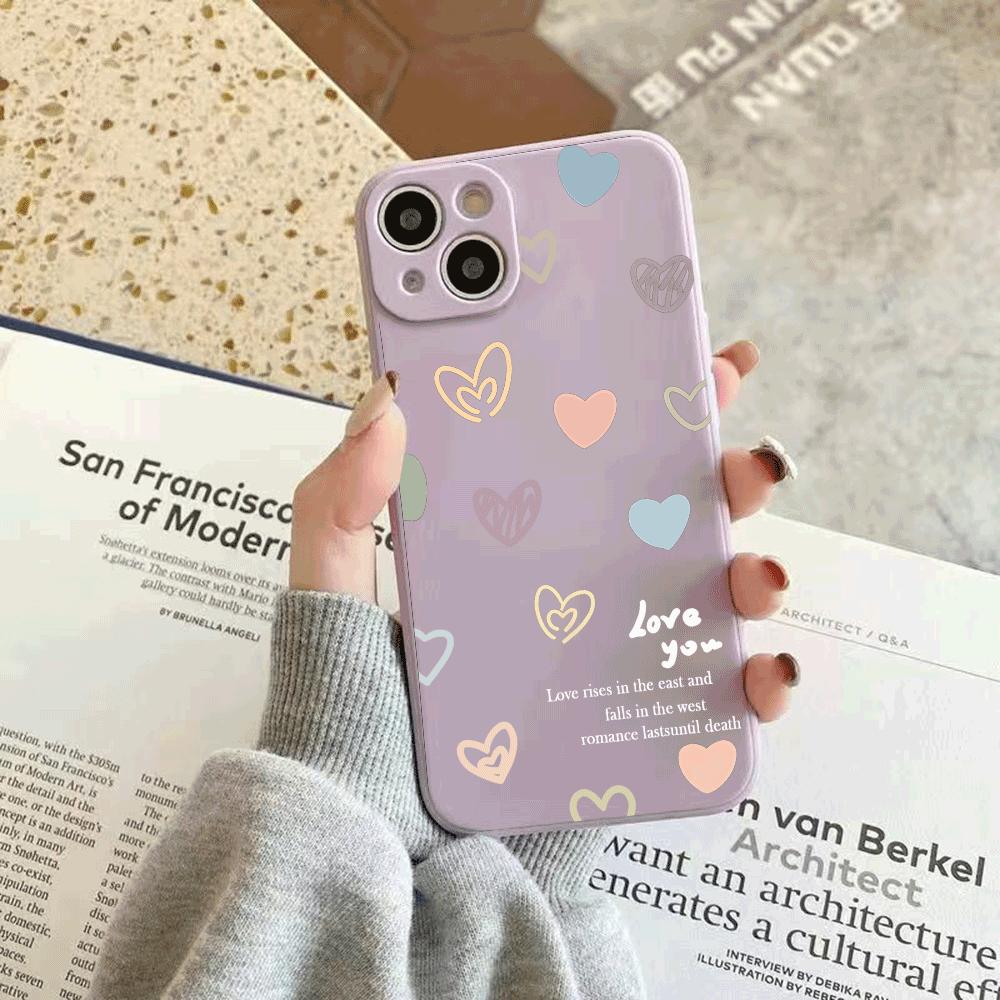 Graffiti Love Silicone Phone Case for IPhone 14 15 16 Plus for IPhone 13 14 15 12 11 16 Pro Max 12 Mini XS Max TPU Protect Cover