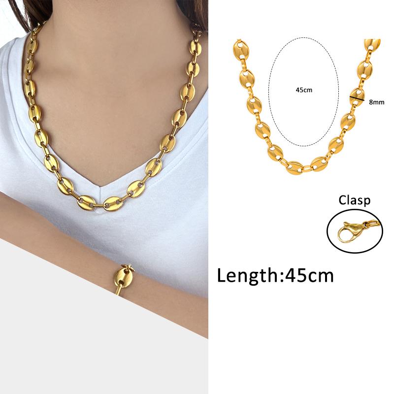 

USENSET Мужские цепочки из нержавеющей стали Ожерелье Золотой цвет Ручная работа Позолоченные цепочки 18 карат Индивидуальность Циркон Подарки