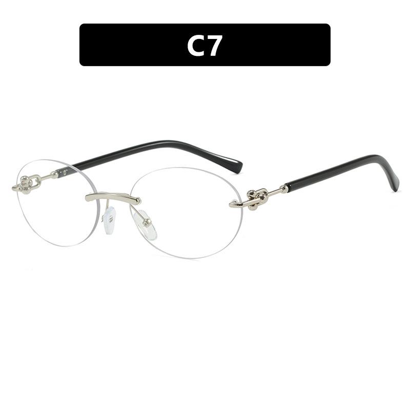 New Fashionable Frameless Cutting Edge Women'S Sunglasses Retro Neutral Elliptical Frame Uv400 Sunscreen Sunglasses