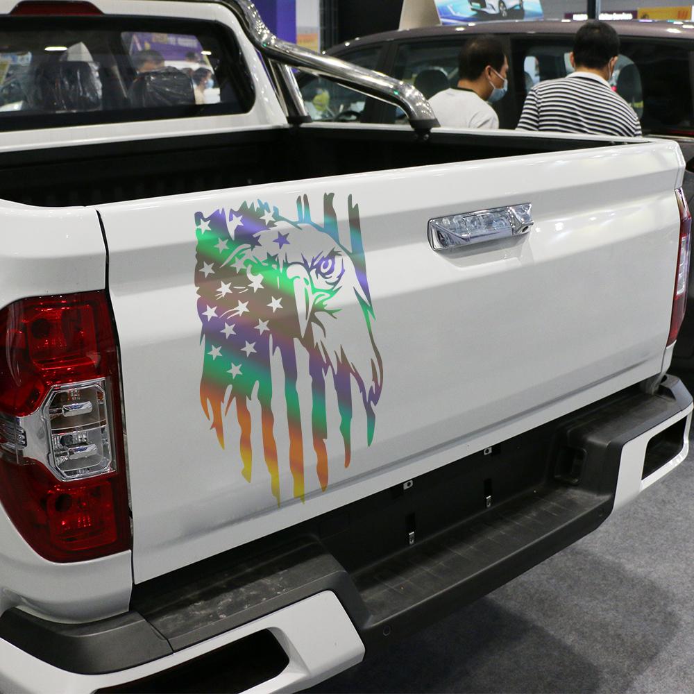 Car American Bald Eagle Flag Styling Stickers Truck Vinyl Cover Pickup Trunk Tailgate Tail Decor Decal Auto Tuning Accessories