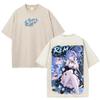 Rem Re:Zero Anime Retro T Shirt Fashion Manga Vintage Washed Streetwear Harajuku Oversized 100% Cotton T-shirt Men Women Tee Top