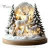 Christmas Party Centerpieces Winter Ornaments, Double-sided Acrylic Snowman/Santa Claus/Reindeer/Cottage Table Xmas Fireplace Decorations for Holiday