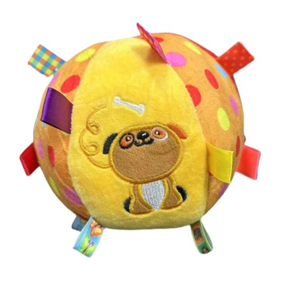 Dog Squeaky Plush Ball with Straps Stuffed Ball with Built-in Bell Pet Interactive Fetch Toy for Small Medium Large Dogs