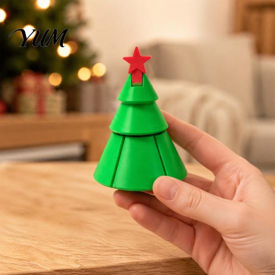 Creative Stocking Stuffers Christmas Tree Fidget Toy, 3D Printed Flexible Sensory Decompression Transformation Interactive Gifts Figurine for