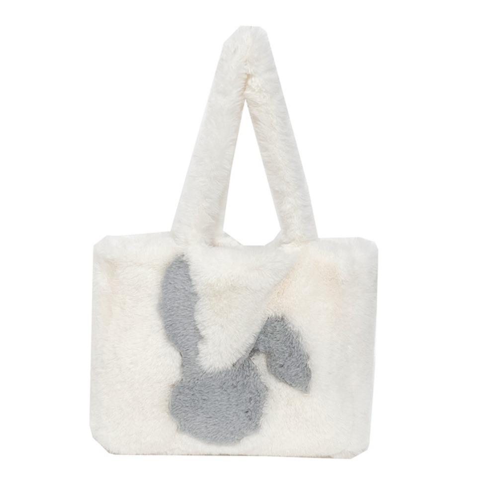 Casual Faux Fur Shoulder Bag Soft Large Capacity Shopper Handbag Rabbit Print Furry Fluffy Fluffy Handbag Women Use