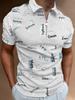 Camouflage Print Half-Zip Short Sleeve Polo Shirt, Stylish Casual Top