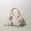 Spring and Summer Lychee Pattern Bowling Bag Leather Simple Shoulder Messenger Bag Women's Casual Versatile Commuter Handbag