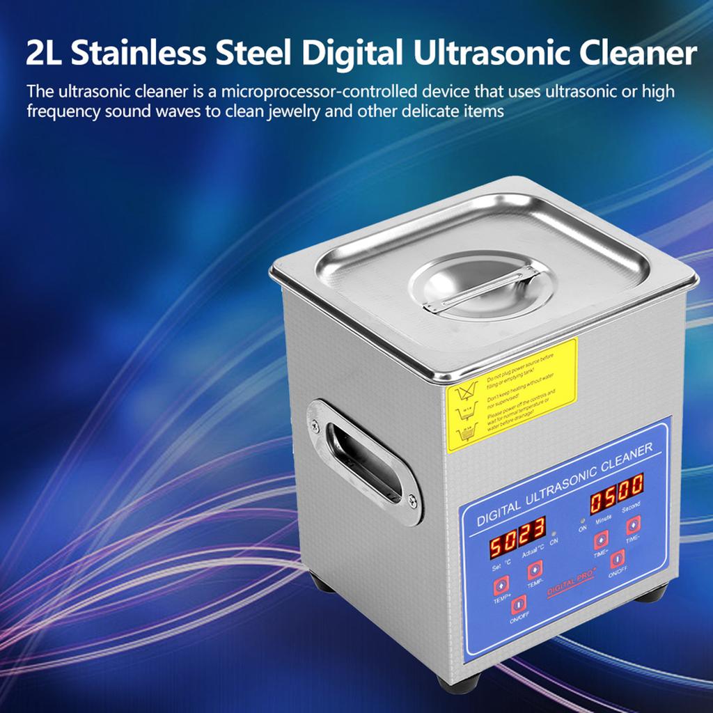 2L Digital Ultrasonic Cleaner with Heater Stainless Steel Digital Washer