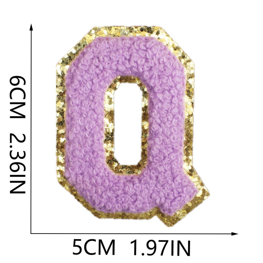 6Cm English Letter Towel Embroidery Patch Sticker Purple Letter Computer Embroidery Label Ironing Embroidery Chapter