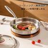 buuyyaa 316 Stainless Steel Frying Pan 24cm, Gas & Induction Compatible, Ergonomic Handle, Oven Safe, Dishwasher Safe, Home Use, Silver