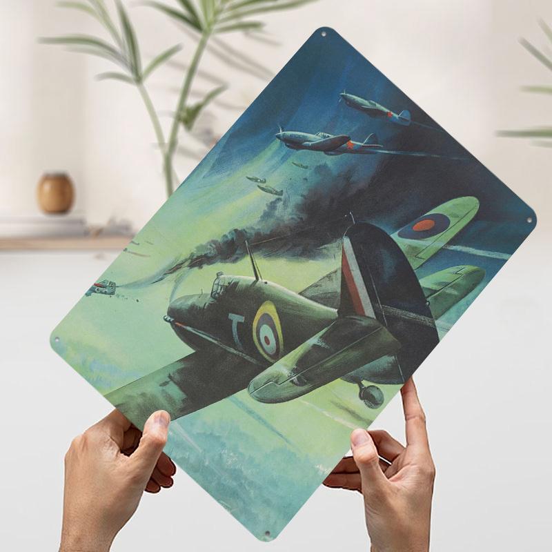 Hurricanes of the RAF WW Printed Poster Customized Wall Art Retro Vintage Metal Tin Signs for Room Decoration Bedroom House