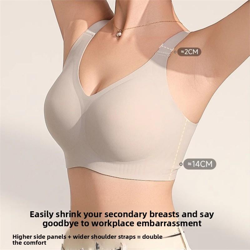 Plus Size Seamless Full Cup Shaping Bra, Thin Summer Lift Anti-Sag Side Gathering Bra for Full Figure Women