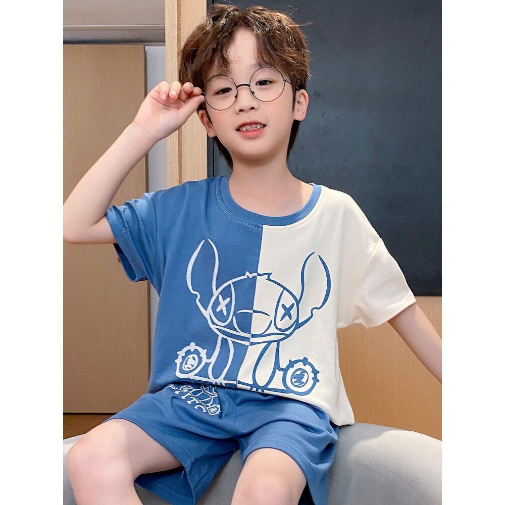 Мальчишеская пижама и детский летний тонкий комплект с коротким рукавом 150