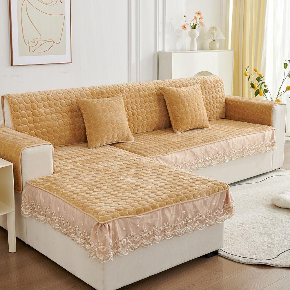 

Утолщенный плюшевый чехол для дивана, мягкий диван-полотенце, однотонный угловой чехол для дивана для декора гостиной, нескользящий чехол для дивана 60*170