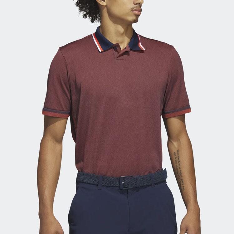 Adidas Color Block Striped Short Sleeve Polo Shirt Men tops Red HR7970