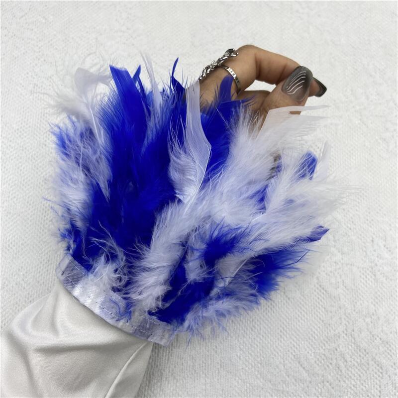 1PC Polsini in Vera Piuma di Struzzo Polsino in Piuma di Struzzo Bracciale a Scatto Polsino in Piuma Manicotto da Polso
