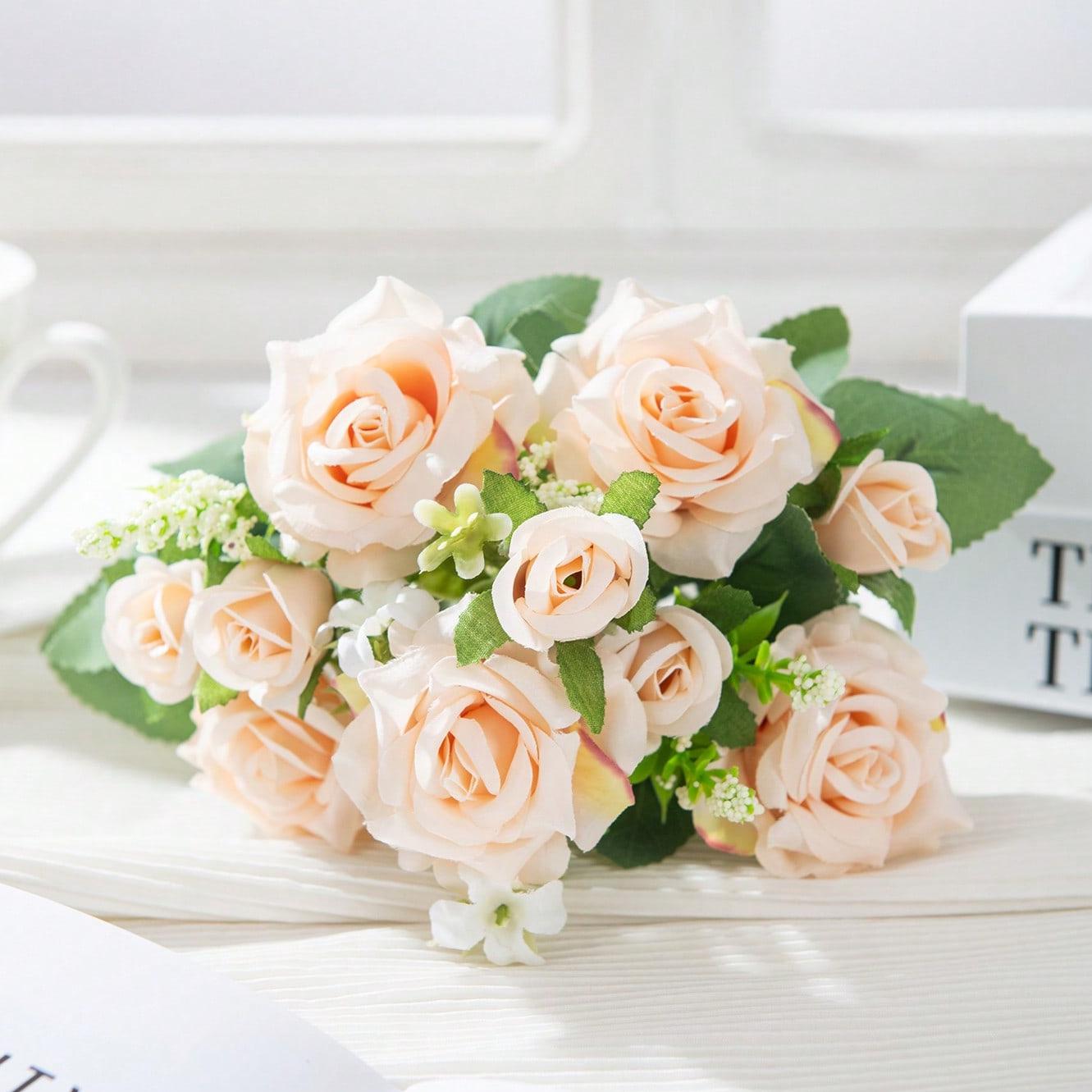 

Artificial Flowers Silk Rose Wedding Bridal Fake Bouquet Festival Home Room Table Decor Outdoor Yard Garden DIY Photograph Prop 1 PC шампанского