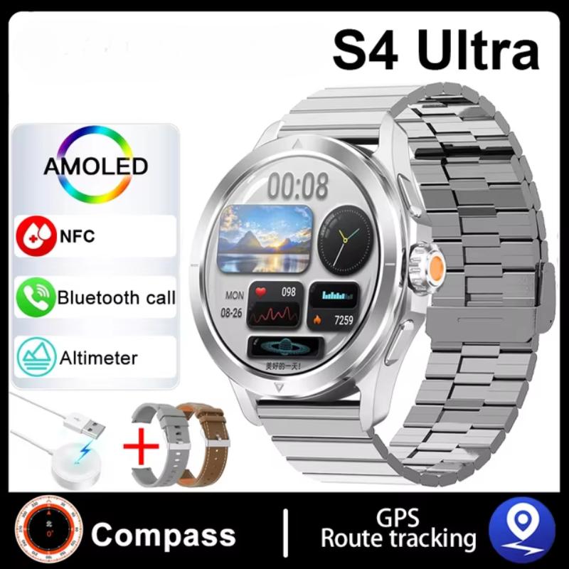 2025 NEU S4 Ultra Smart Armband Herrenuhr AMOLED HD Bildschirm Bluetooth Anruf GPS Trajektorie NFC Herzfrequenz Kompass Smartwatches