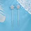 Korean Style Zircon Snowflake Long Tassel Earrings