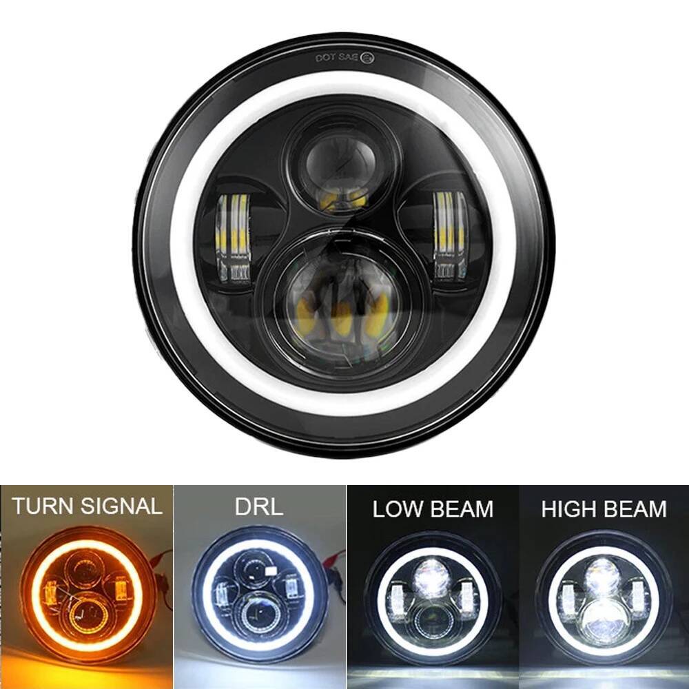 Universal 7 Inch Led Car Motorcycle Headlight DRL H4 Headlamp For Harley BMW Yamha Honda 7" Headlight