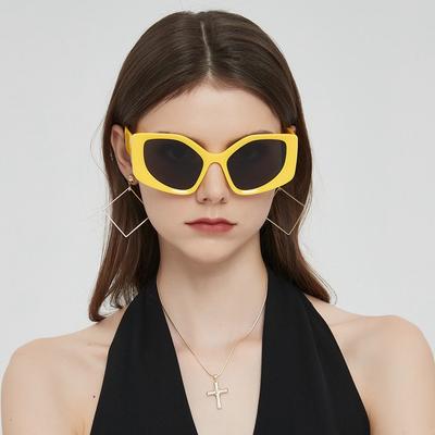 Big Frame Vintage Cat Eye Sunglasses for Women Men Retro Square Polygon Sun Glasses UV Protection Fashion Eyewear