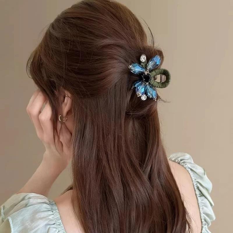 Crystal Half-Up Hair Clip Exquisite Rhinestone Side Hair Clip Shark Clip For Women