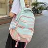 Unisex Nylon Bow Travel Backpack With Color Block Pattern And Compartment Laptop