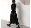 Hepburn French Retro Slimming Long Sleeve Black Dress for Women - Spring/Autumn