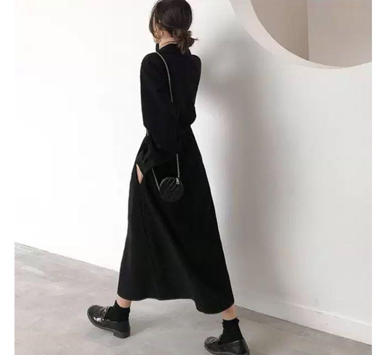Hepburn French Retro Slimming Long Sleeve Black Dress for Women - Spring/Autumn