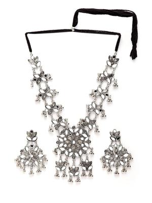 Latest Stylish Traditional Oxidised Silver Necklace Jewellery Set for Women