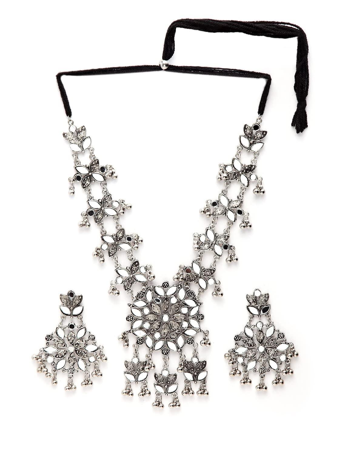 

Новейший стильный традиционный набор украшений из окисленного серебра для женщин серебряный