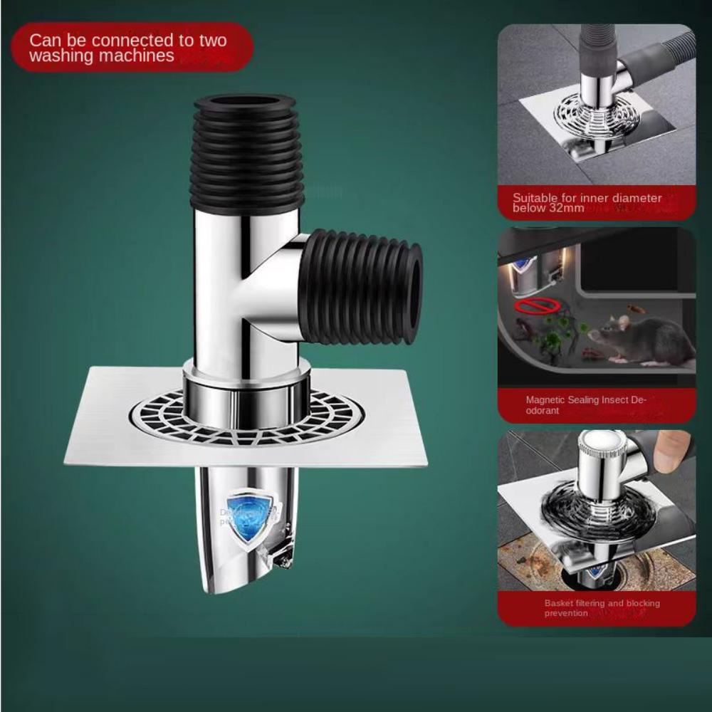 Double Purpose Washing Machine Floor Drain Anti Overflow Quick Drainage Sewer Hose Adapter Rust-proof Deodorant