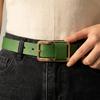 Solid Color Thin Waist Belt Metal Buckle Women Waistband Fashion Genuine Leather Belt  Daily